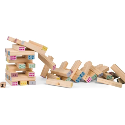 BS Toys Duża wieża XXL – drewniana gra zręcznościowa z kostką rozwój koordynacji i liczenia 5+ | Pan Piksel
