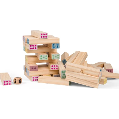 BS Toys Duża wieża XXL – drewniana gra zręcznościowa z kostką rozwój koordynacji i liczenia 5+ | Pan Piksel
