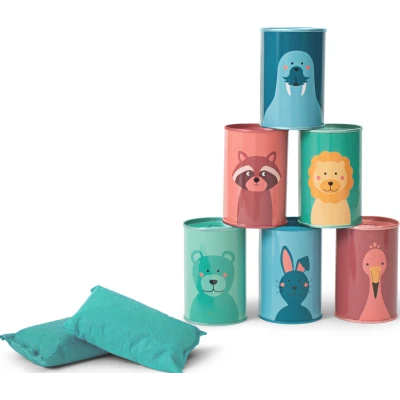BS Toys Gra Zbijanie puszek woreczkami Zwierzęta 3+ | Pan Piksel