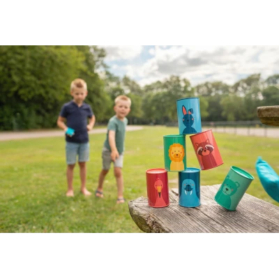 BS Toys Gra Zbijanie puszek woreczkami Zwierzęta 3+ | Pan Piksel