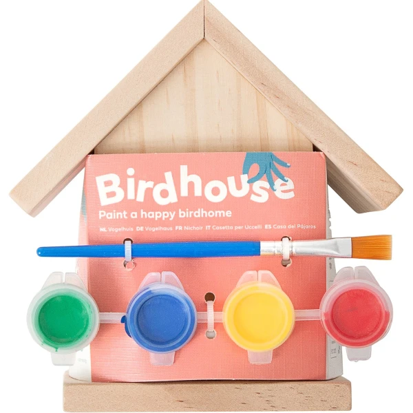 Bs Toys Drewniany domek dla ptaków do malowania farbami DIY 3+ | Pan Piksel