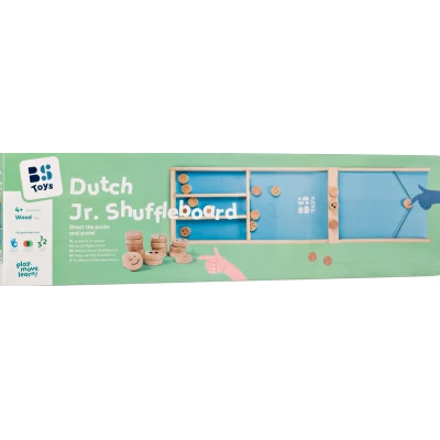BS Toys Drewniany bilard holenderski Shuffleboard duża plansza 110×30 cm 18 krążków zręczność 4+ | Pan Piksel
