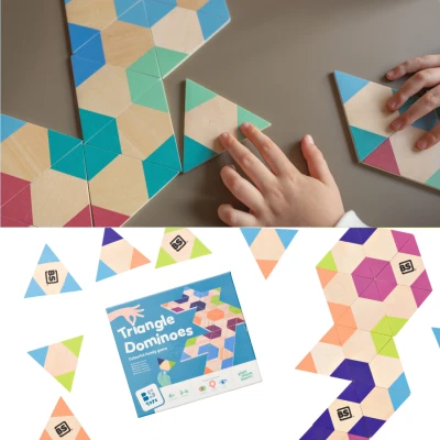 BS Toys Drewniane domino trójkątne – gra logiczna 6+ | Pan Piksel