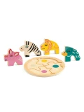 DJECO Drewniane okrągłe puzzle RONDO LEO | Pan Piksel