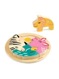 DJECO Drewniane okrągłe puzzle RONDO LEO | Pan Piksel