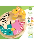 DJECO Drewniane okrągłe puzzle RONDO LEO | Pan Piksel