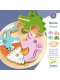 DJECO Drewniane okrągłe puzzle RONDO CROCO | Pan Piksel