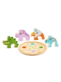 DJECO Drewniane okrągłe puzzle RONDO CROCO | Pan Piksel