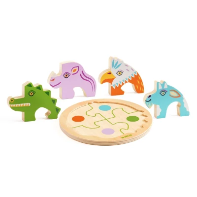 DJECO Drewniane okrągłe puzzle RONDO CROCO | Pan Piksel