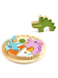 DJECO Drewniane okrągłe puzzle RONDO CROCO | Pan Piksel