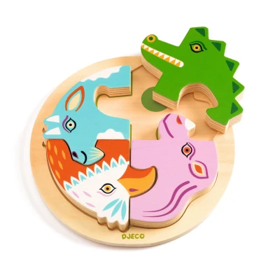 DJECO Drewniane okrągłe puzzle RONDO CROCO | Pan Piksel