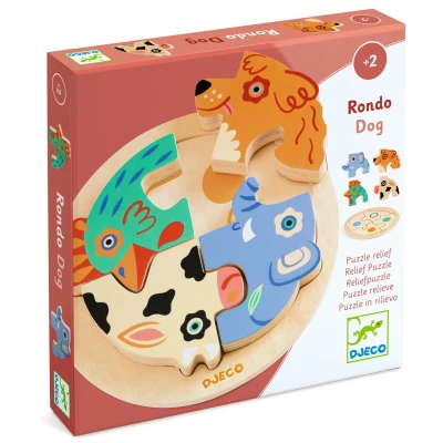 DJECO Drewniane okrągłe puzzle RONDO DOG | Pan Piksel