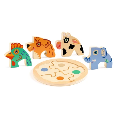 DJECO Drewniane okrągłe puzzle RONDO DOG | Pan Piksel