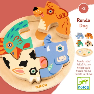 DJECO Drewniane okrągłe puzzle RONDO DOG | Pan Piksel