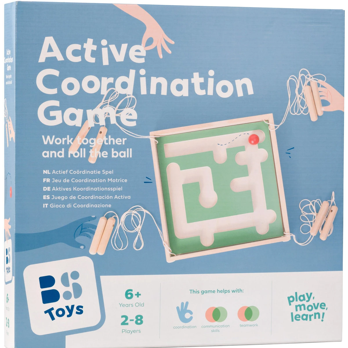 BS Toys Gra koordynacyjna Labirynt Współpracy Drewniana plansza na sznurkach | Pan Piksel