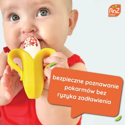 RAZBABY Silikonowy gryzak do owoców i pokarmu Fruitique Banan | Pan Piksel