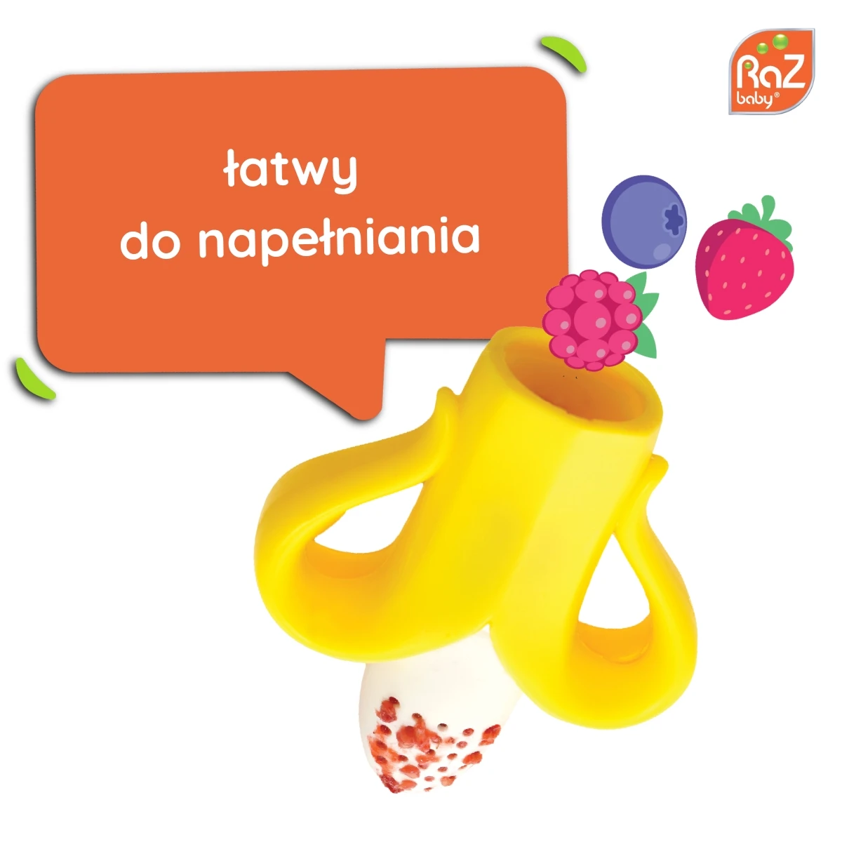 RAZBABY Silikonowy gryzak do owoców i pokarmu Fruitique Banan | Pan Piksel