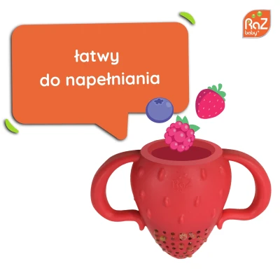 RAZBABY Silikonowy gryzak do owoców i pokarmu Fruitique Truskawka | Pan Piksel