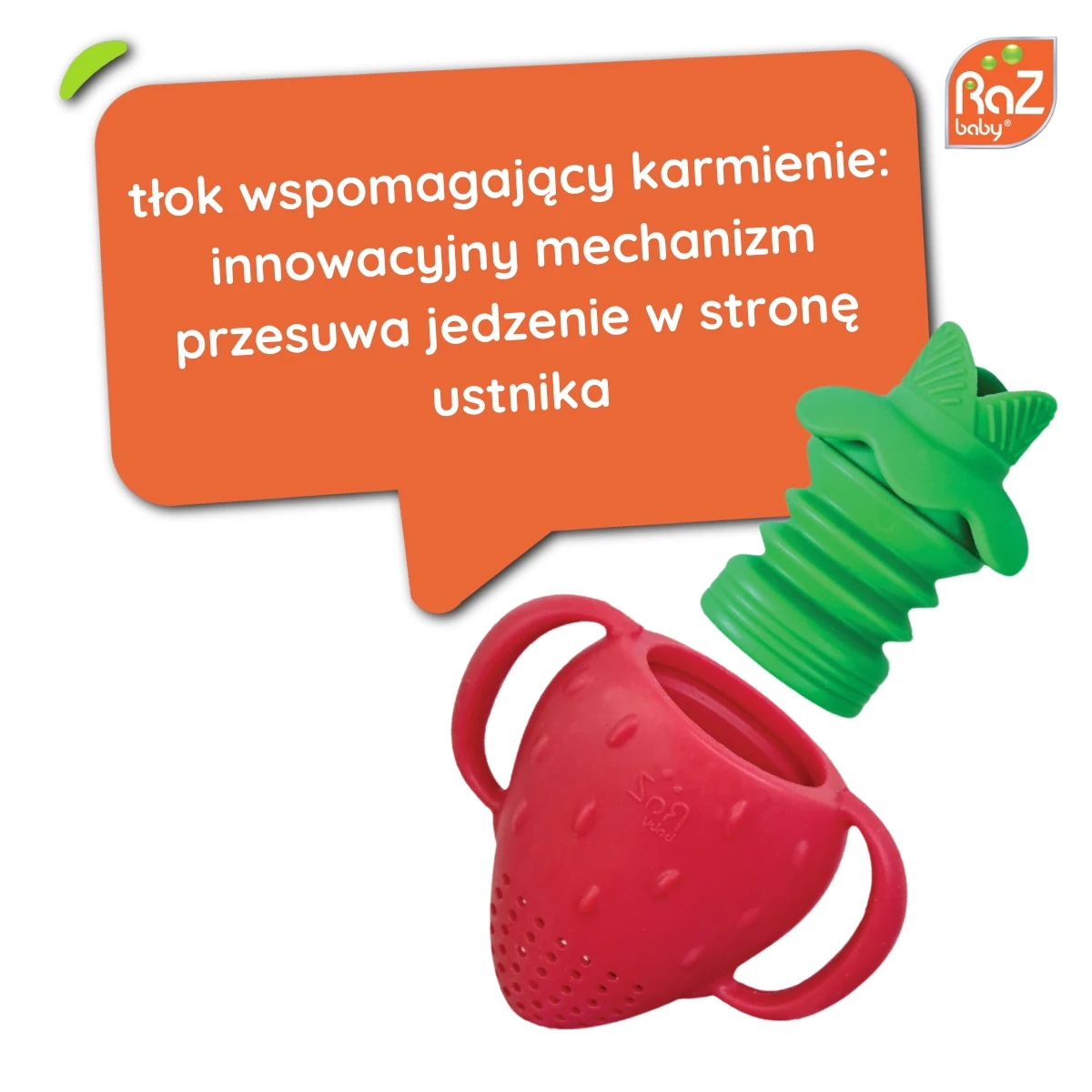 RAZBABY Silikonowy gryzak do owoców i pokarmu Fruitique Truskawka | Pan Piksel