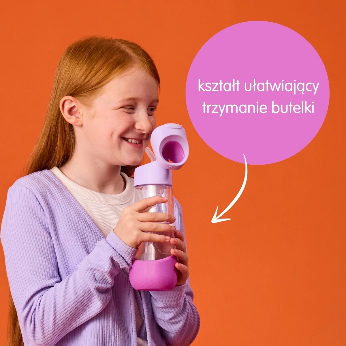 B.BOX Butelka na wodę tritanowa ze słomką 600ml Sugar Plum | Pan Piksel