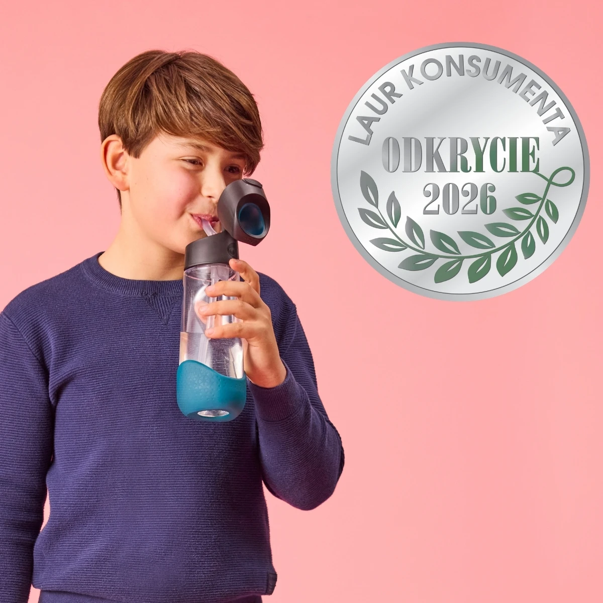 B.BOX Butelka na wodę tritanowa ze słomką 600ml Night Vision | Pan Piksel