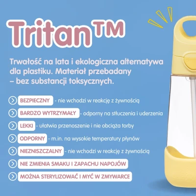 B.BOX Butelka na wodę tritanowa ze słomką 600ml Sugar Plum | Pan Piksel