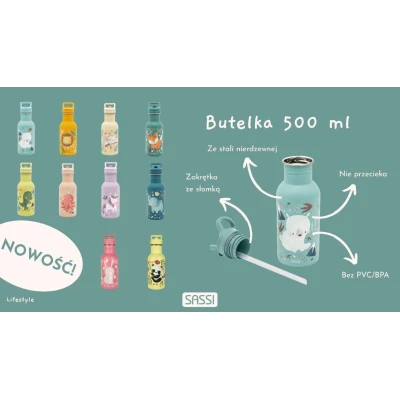 SASSI EDITORE Butelka na wodę bidon 500 ml Panda SASSI | Pan Piksel