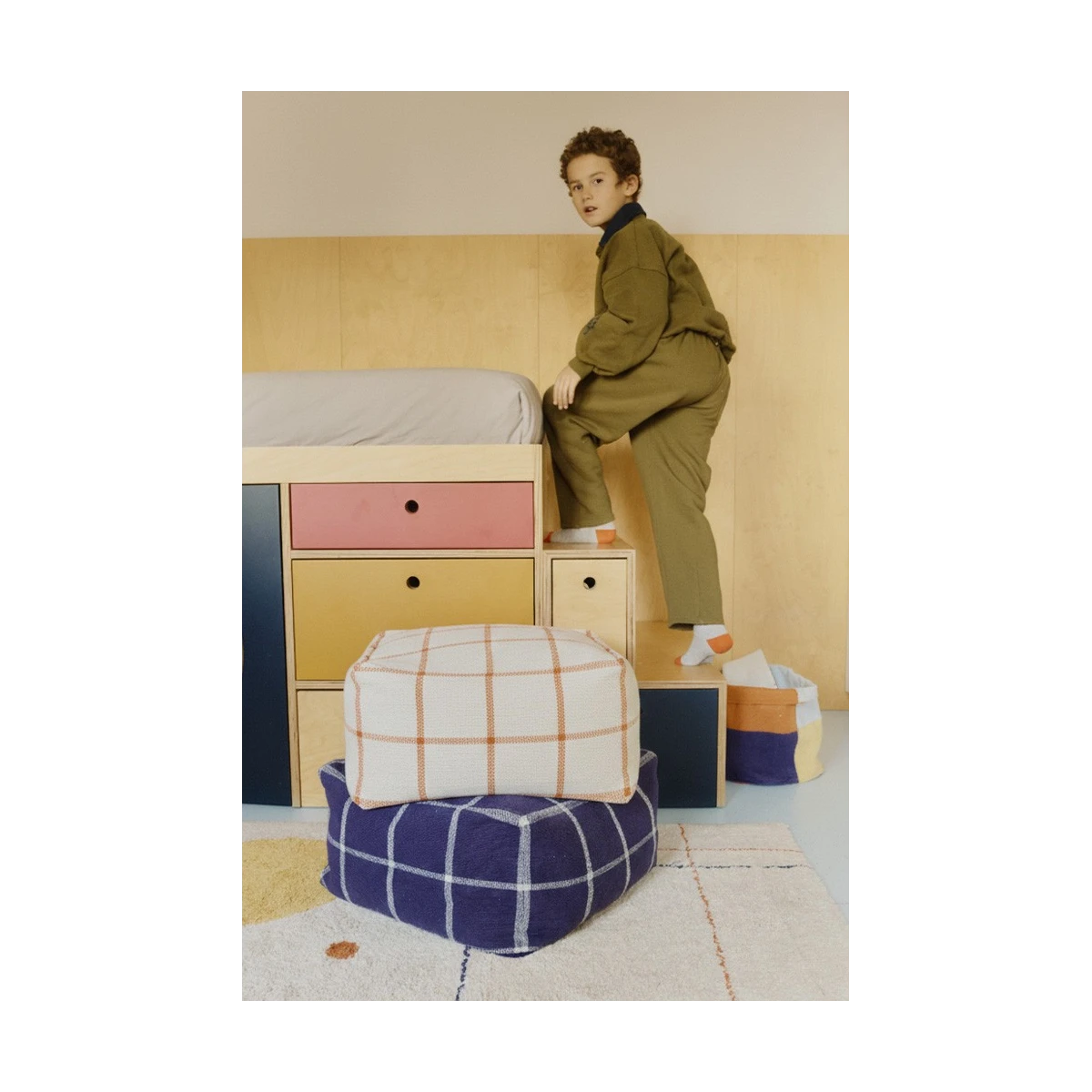 LORENA CANALS Pufa Geo Block Navy Blue | Pan Piksel