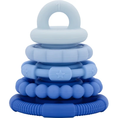 JELLYSTONE DESIGNS Jellystone Silikonowa piramida zestaw 5 gryzaków krążki BLUEBERRY 0+ | Pan Piksel
