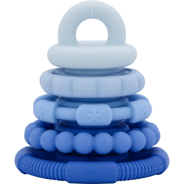JELLYSTONE DESIGNS Jellystone Silikonowa piramida zestaw 5 gryzaków krążki BLUEBERRY 0+ | Pan Piksel