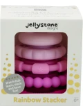 JELLYSTONE DESIGNS Jellystone Silikonowa piramida zestaw 5 gryzaków krążki RASPBEERY 0+ | Pan Piksel
