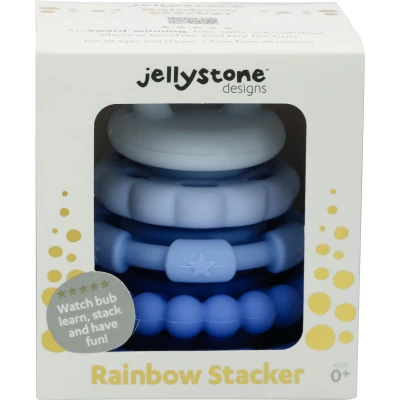 JELLYSTONE DESIGNS Jellystone Silikonowa piramida zestaw 5 gryzaków krążki BLUEBERRY 0+ | Pan Piksel