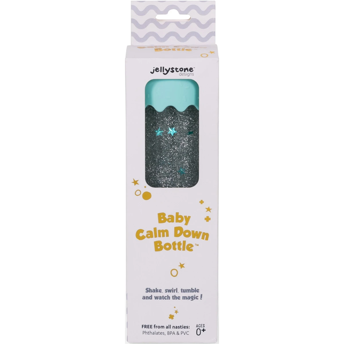 JELLYSTONE DESIGNS Jellystone Sensoryczna butelka dla niemowląt SOFT MINT 0+ wyciszająca przepływowa zamknięta | Pan Piksel