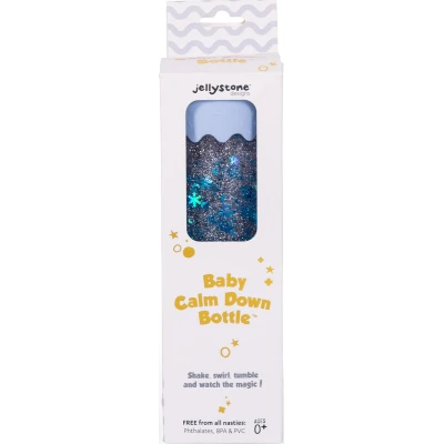 JELLYSTONE DESIGNS Jellystone Sensoryczna butelka dla niemowląt SOFT BLUE 0+ wyciszająca przepływowa zamknięta | Pan Piksel