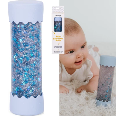 JELLYSTONE DESIGNS Jellystone Sensoryczna butelka dla niemowląt SOFT BLUE 0+ wyciszająca przepływowa zamknięta | Pan Piksel