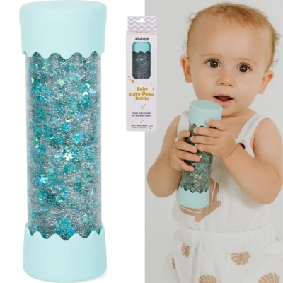 JELLYSTONE DESIGNS Jellystone Sensoryczna butelka dla niemowląt SOFT MINT 0+ wyciszająca przepływowa zamknięta | Pan Piksel