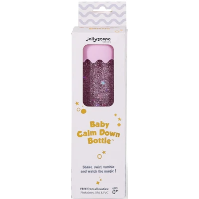 JELLYSTONE DESIGNS Jellystone Sensoryczna butelka dla niemowląt SOFT PINK 0+ wyciszająca przepływowa zamknięta | Pan Piksel
