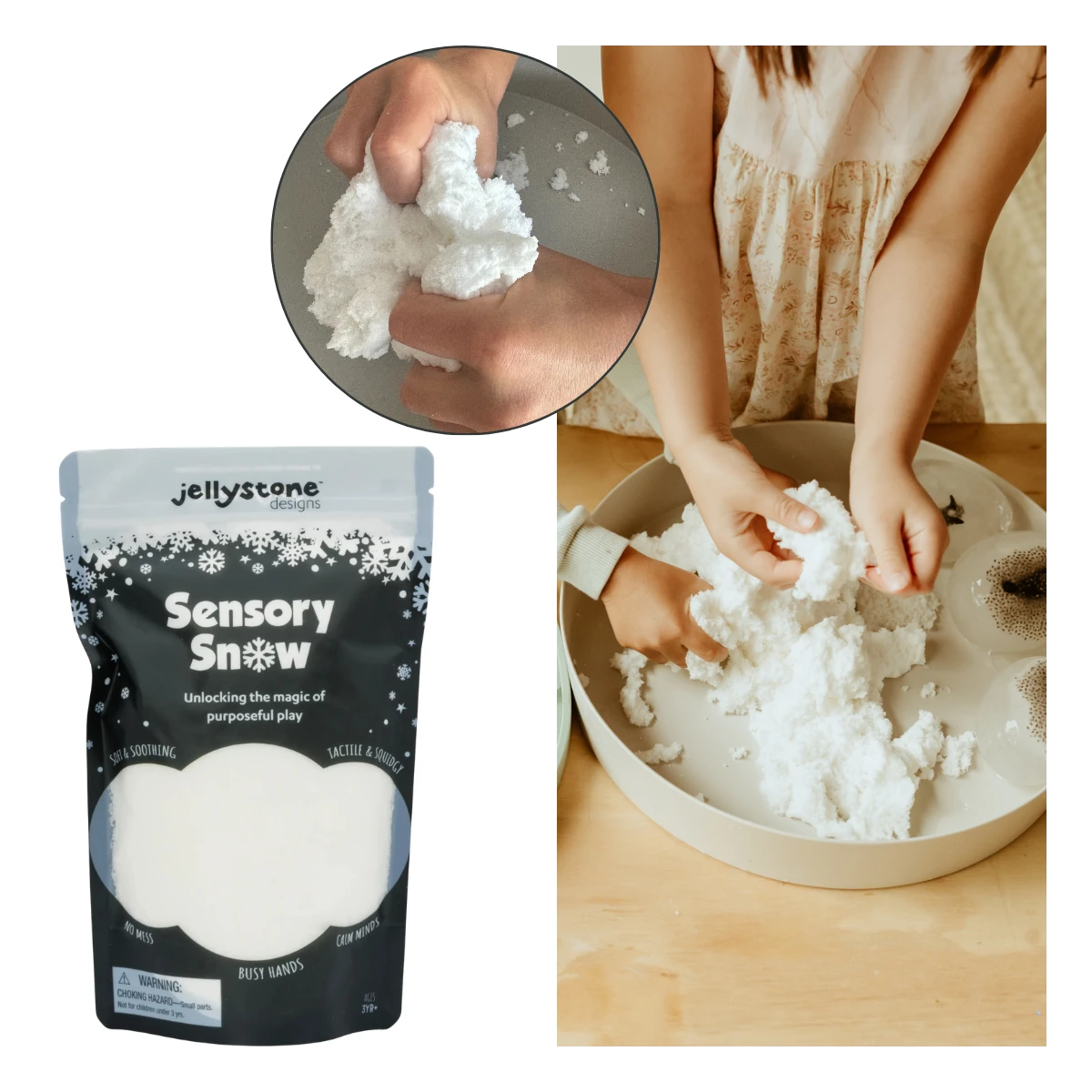 JELLYSTONE DESIGNS Jellystone Sensory Snow Sensoryczny śnieg miękka masa sensoryczna dla dzieci 3+ | Pan Piksel