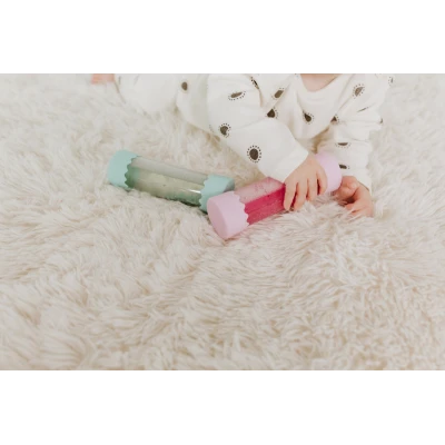 JELLYSTONE DESIGNS Jellystone Sensoryczna butelka dla niemowląt SOFT PINK 0+ wyciszająca przepływowa zamknięta | Pan Piksel