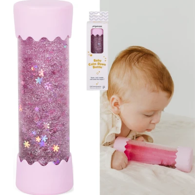 JELLYSTONE DESIGNS Jellystone Sensoryczna butelka dla niemowląt SOFT PINK 0+ wyciszająca przepływowa zamknięta | Pan Piksel