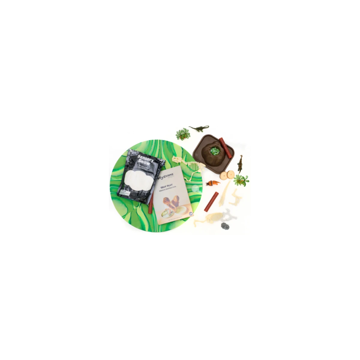 JELLYSTONE DESIGNS Jellystone Zestaw sensoryczny Świat dinozaurów tacka + figurki + śnieg sensoryczny | Pan Piksel