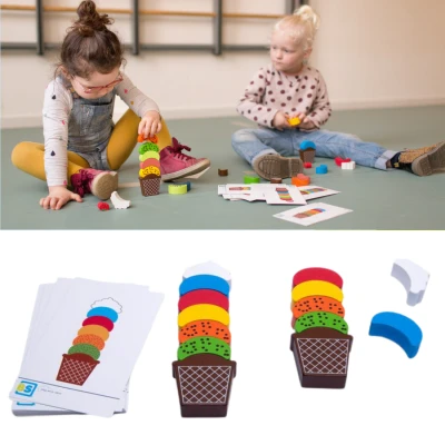 BS Toys Drewniana zabawka Lody – nauka kolorów i koordynacji 4+ | Pan Piksel