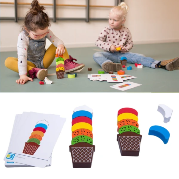 BS Toys Drewniana zabawka Lody – nauka kolorów i koordynacji 4+ | Pan Piksel