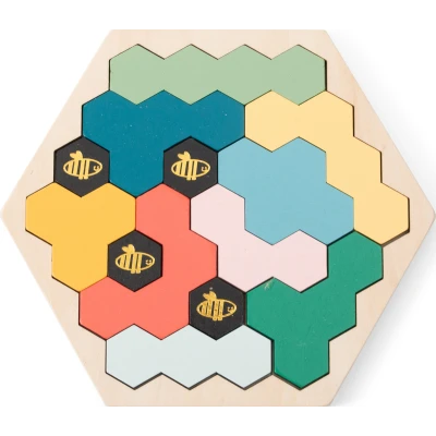 BS Toys Drewniane puzzle beezzz pszczółki – zabawka edukacyjna odwzorowywanie wzorów 9 elementów 30 kart 8+ | Pan Piksel