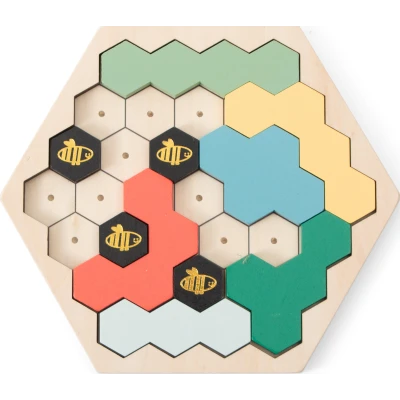 BS Toys Drewniane puzzle beezzz pszczółki – zabawka edukacyjna odwzorowywanie wzorów 9 elementów 30 kart 8+ | Pan Piksel