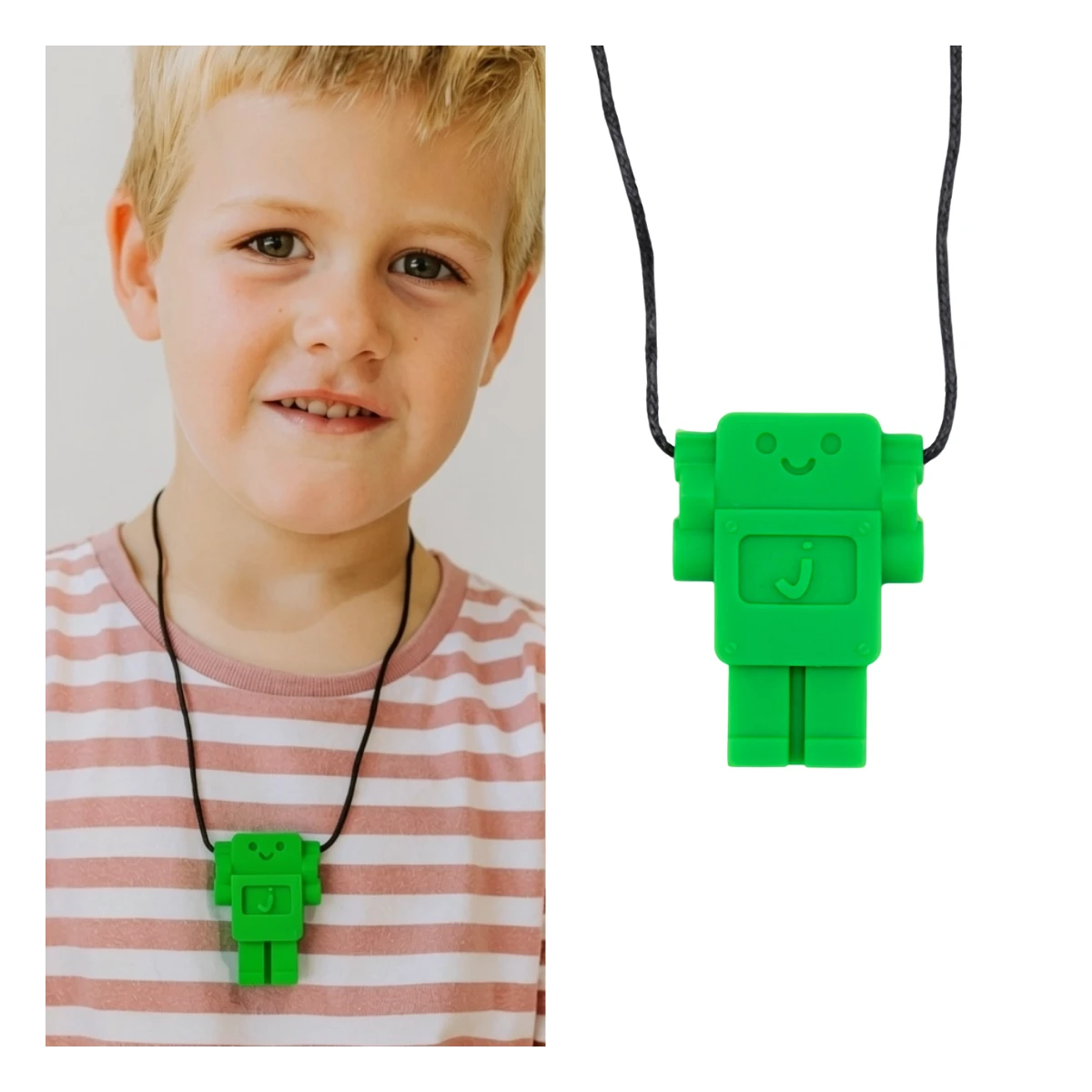 JELLYSTONE DESIGNS Jellystone Gryzak terapeutyczny antystresowy naszyjnik – robot Grassy Green | Pan Piksel