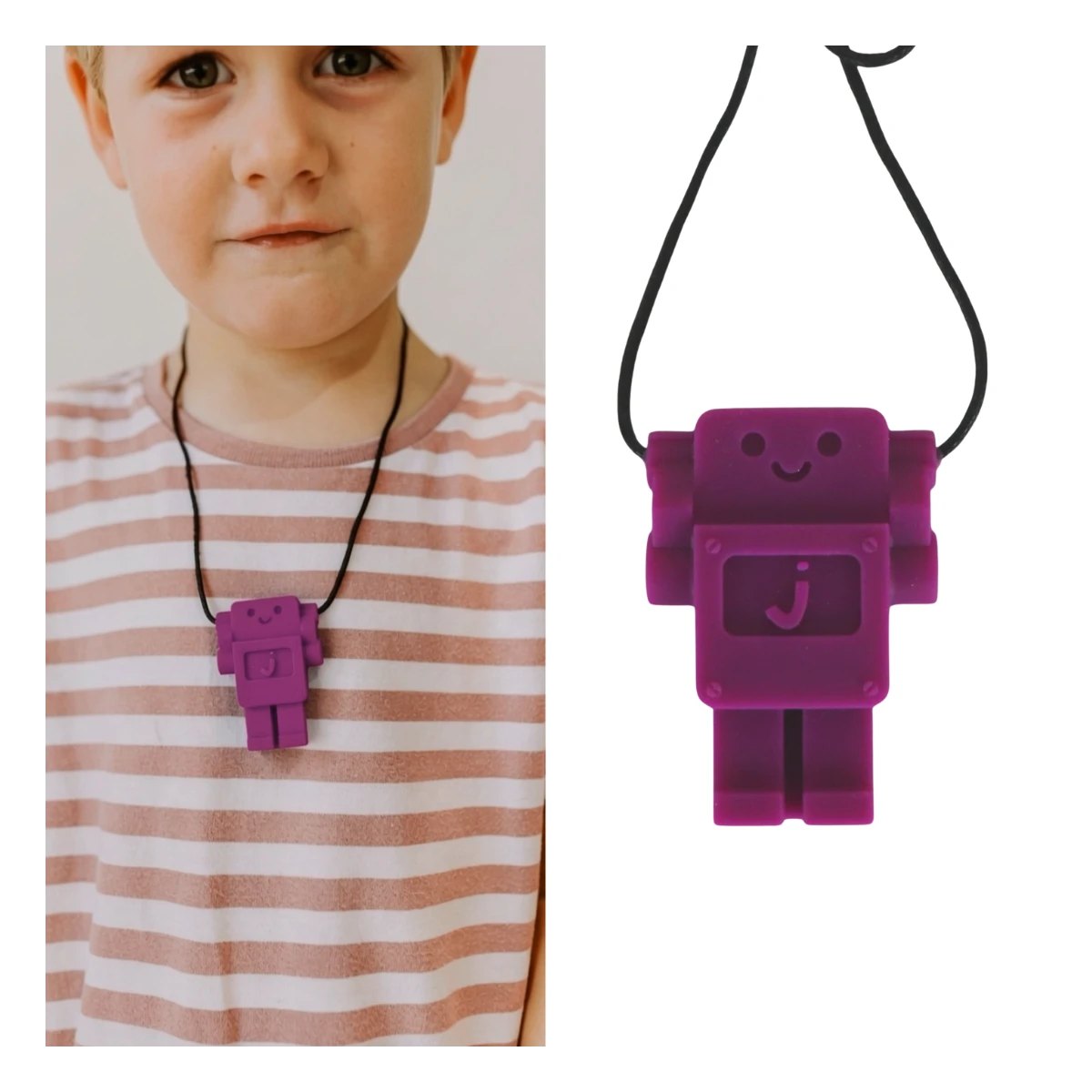 JELLYSTONE DESIGNS Jellystone Gryzak terapeutyczny antystresowy naszyjnik – robot Purple Grape | Pan Piksel
