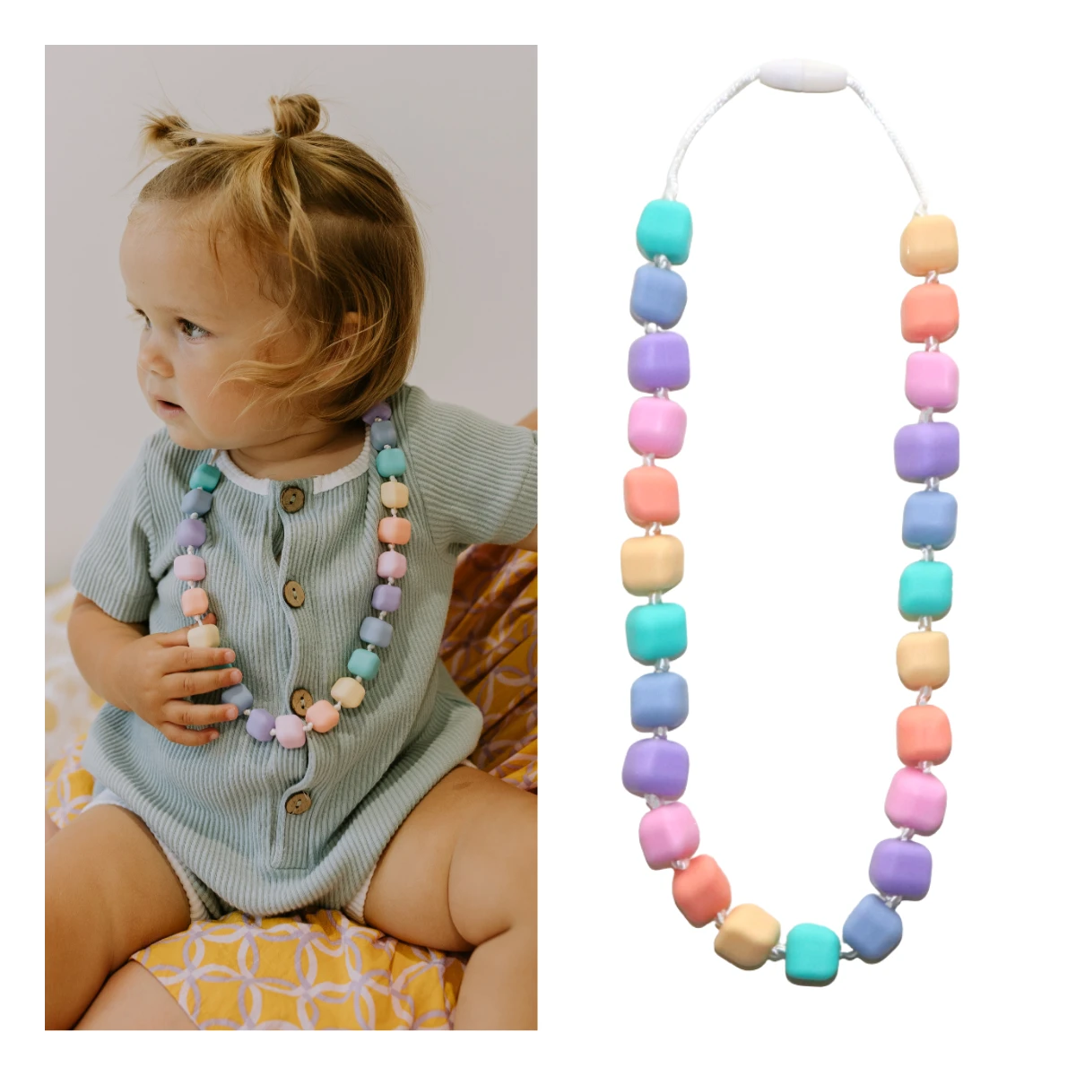 JELLYSTONE DESIGNS Jellystone Sensoryczny naszyjnik gryzak Korale księżniczki Princess pastel 3+ | Pan Piksel