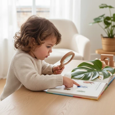 ESSCHERT DESIGN Drewniana lupa przyrodnicza dla dzieci 3x/6x – FSC – Rośliny Grzyby Owady | Pan Piksel