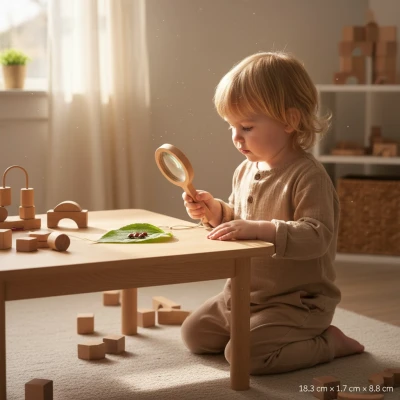 ESSCHERT DESIGN Drewniana lupa przyrodnicza dla dzieci 3x/6x – FSC – Rośliny Grzyby Owady | Pan Piksel